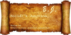 Bollók Jusztina névjegykártya
